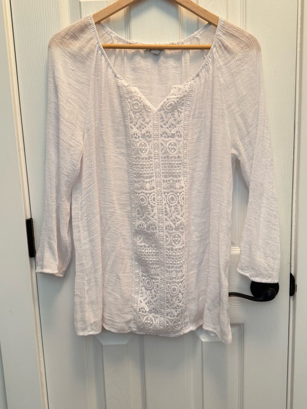 Women’s White Lace-Front Tunic Top